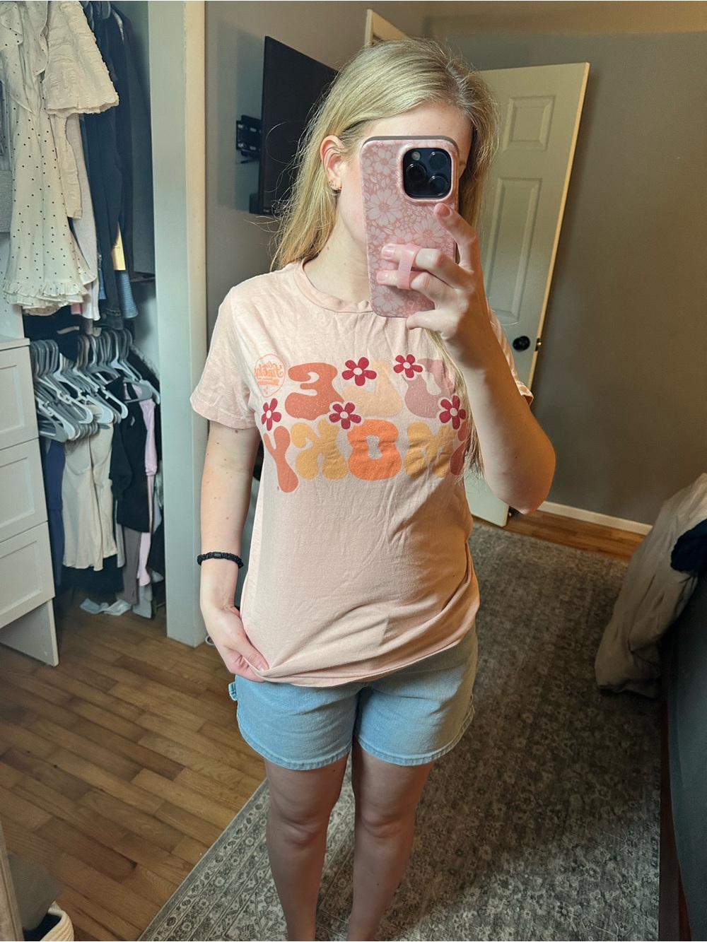 Ole Smokey Pink Floral Graphic Short-Sleeve Tee - Casual Crewneck Top